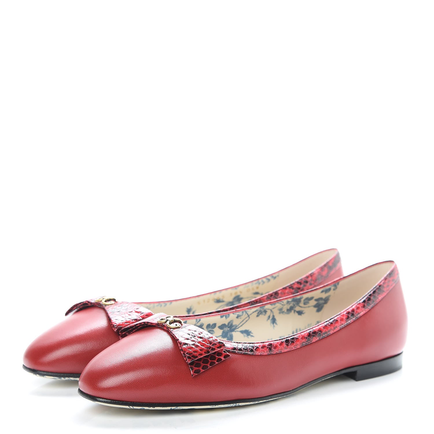 Gucci Malaga Kid Elaphe Yva Ballet Flats 38.5 Hibiscus Red 3 of 8