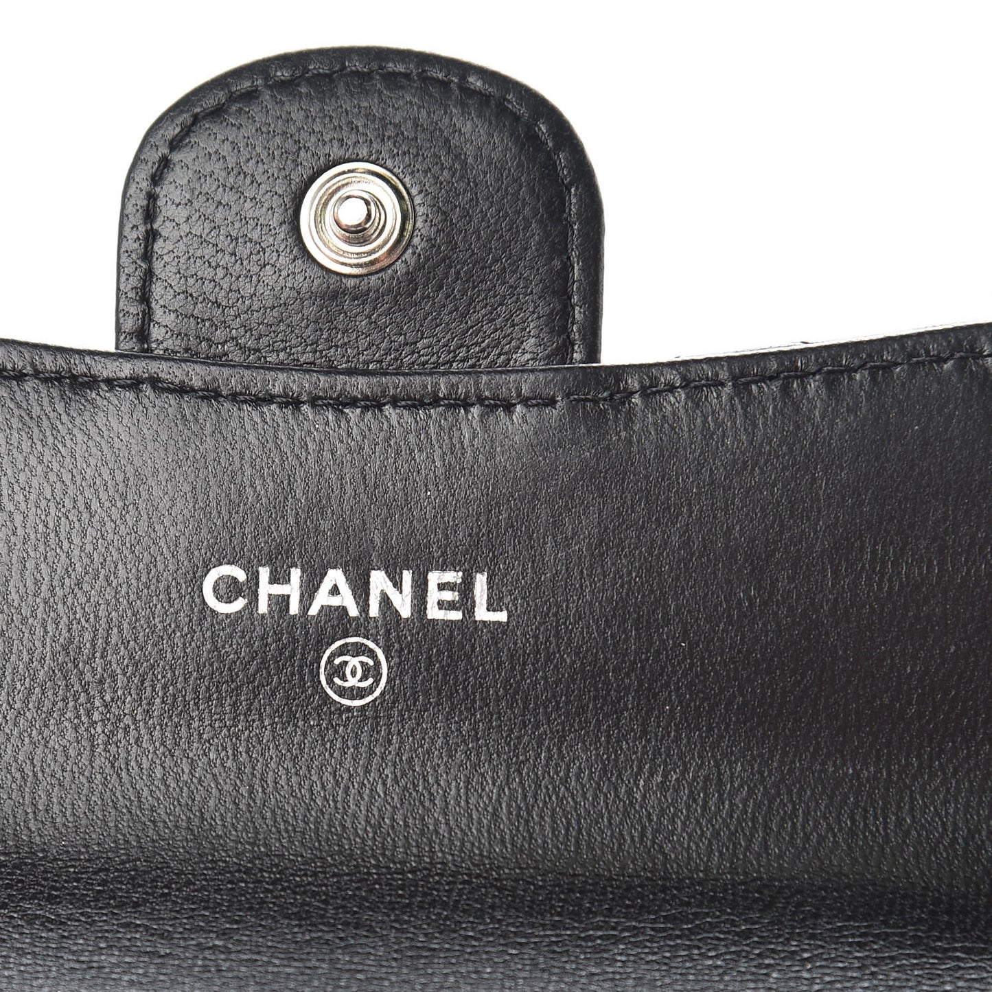 Lambskin Quilted Flap Card Holder Black