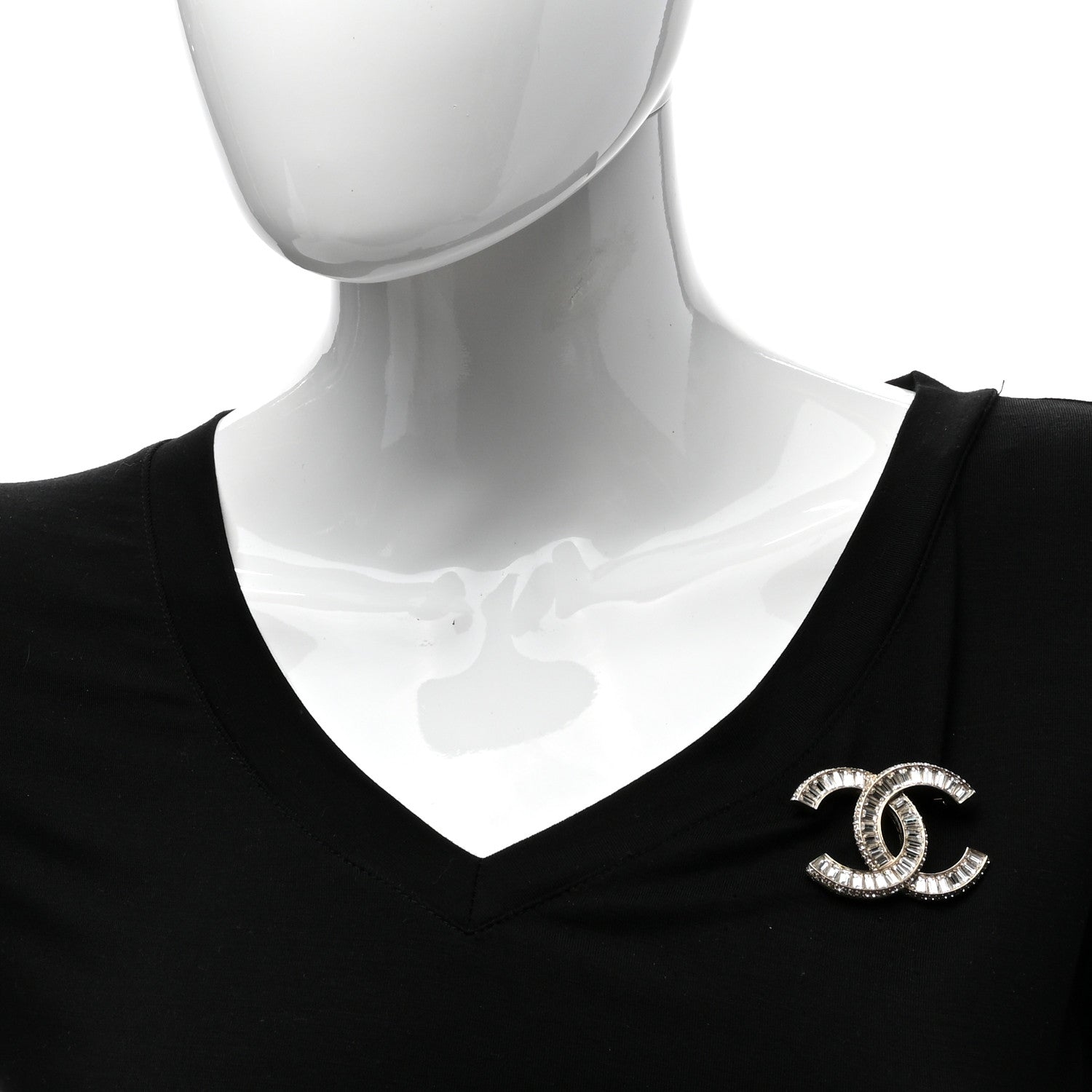 Chanel Baguette Crystal CC Brooch Gold 2 of 4