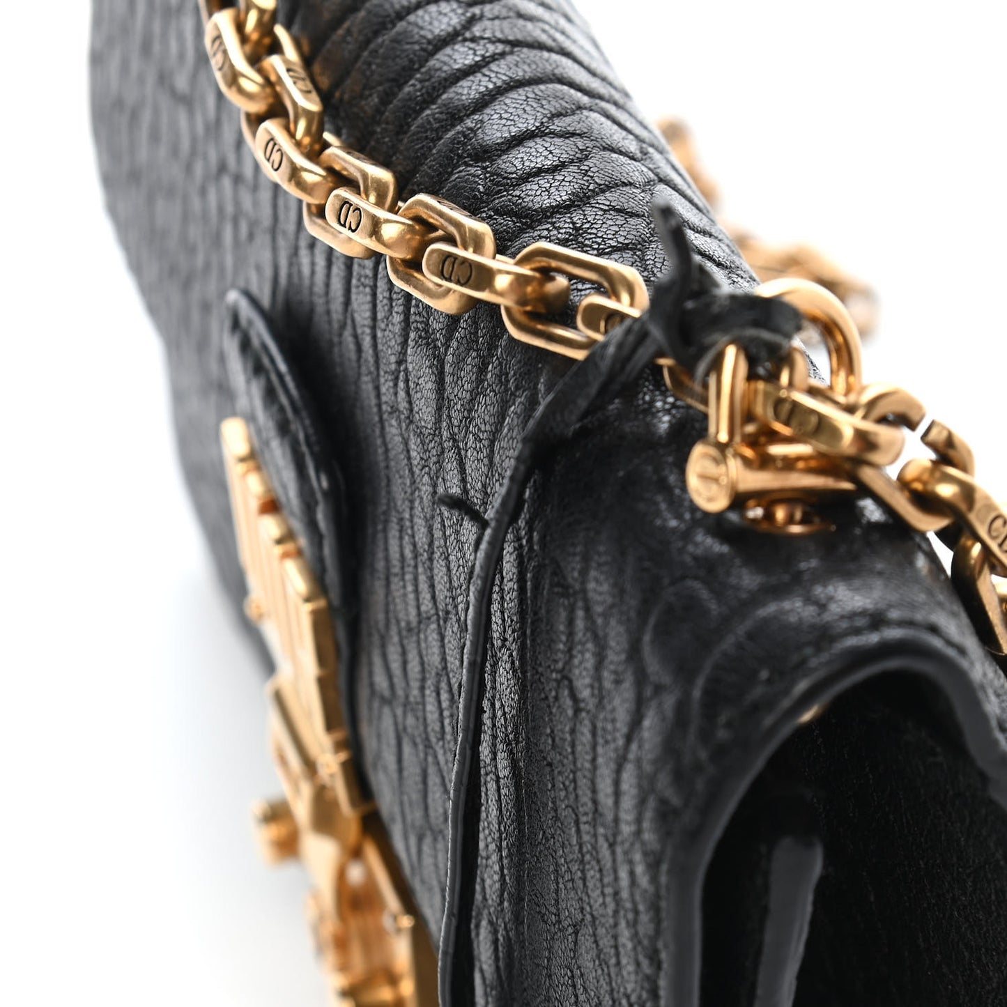 Canyon Grained Lambskin Large Dioraddict Flap Bag Black