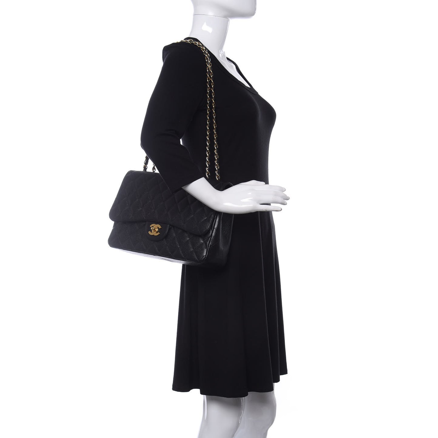 Caviar Quilted Jumbo Single Flap Black