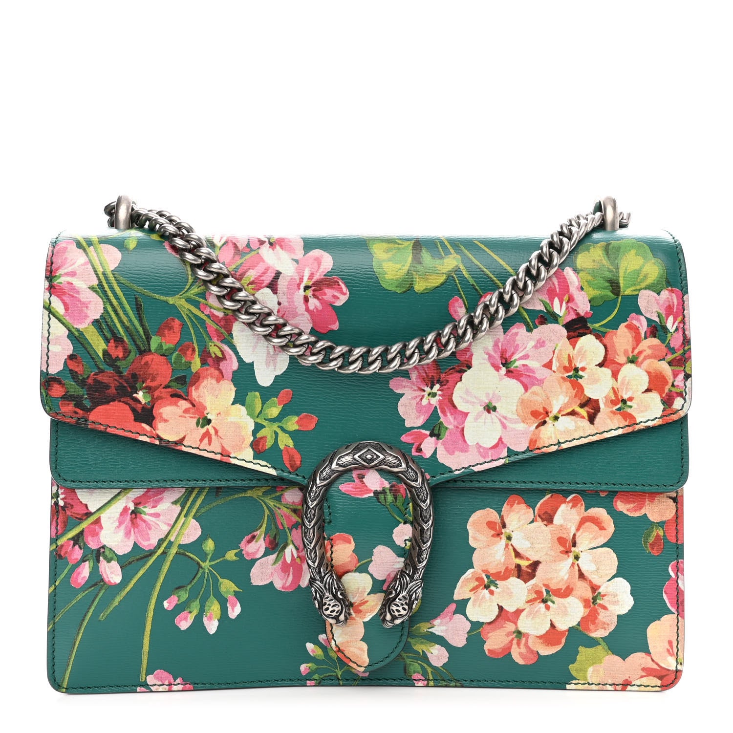Gucci Calfskin Blooms Print Medium Dionysus Shoulder Bag Bright Emerald Multicolor 1 of 10