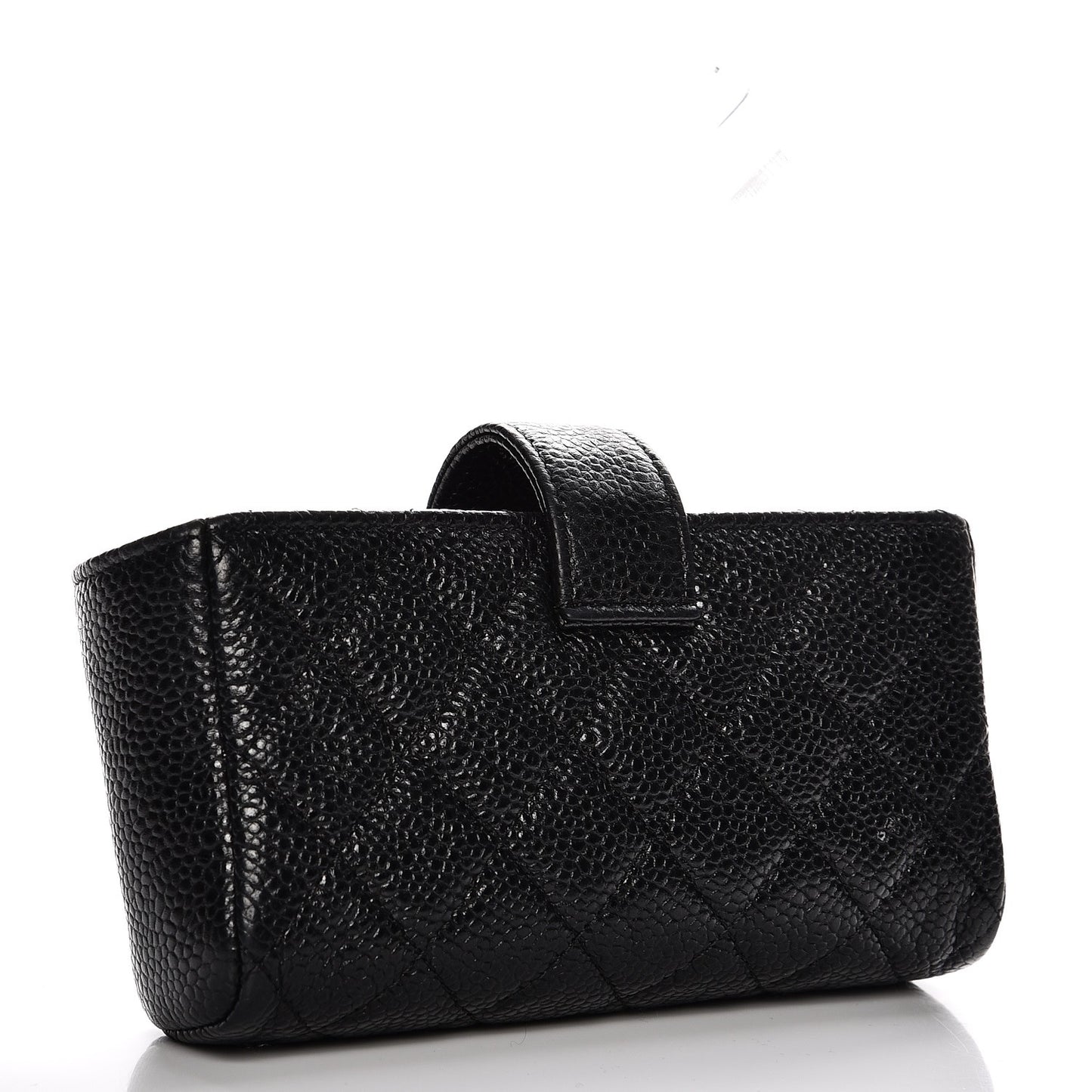 Caviar Quilted Mini Phone Holder Clutch Black