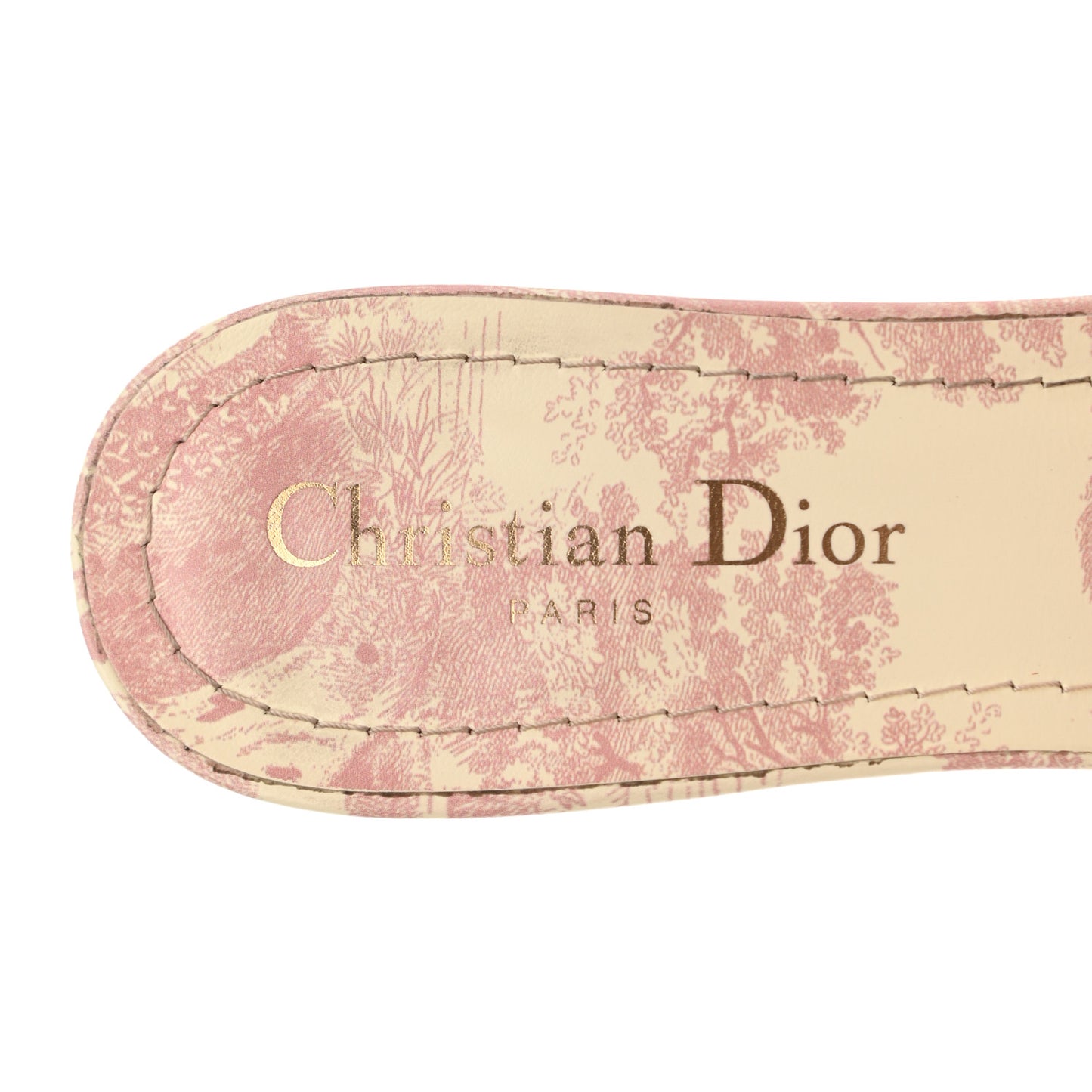 Cotton Toile De Jouy Embroidered Dway 50mm Slide Sandals 37.5 Light Pink