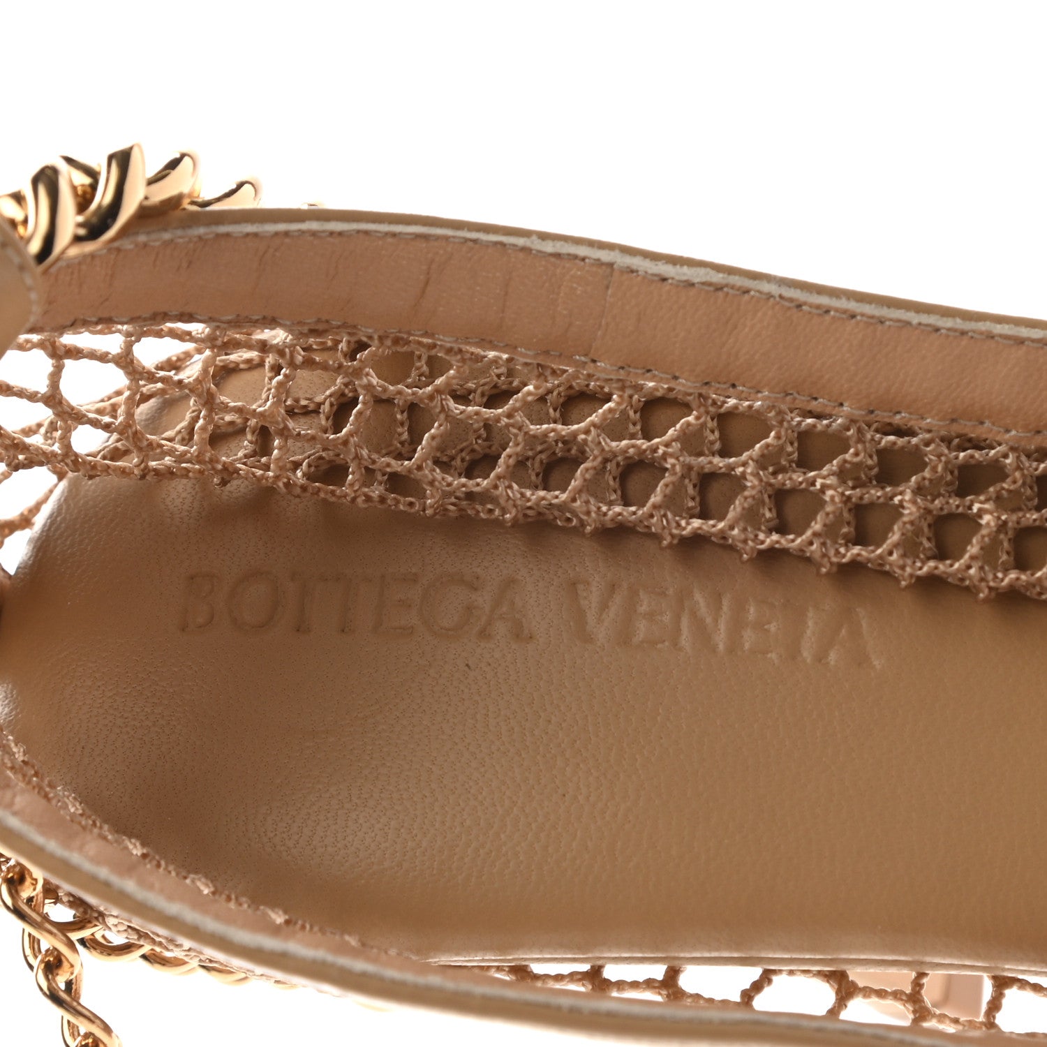 Bottega Veneta Mesh Nappa Chunky Chain Sandals 40 Beige Pony 6 of 8