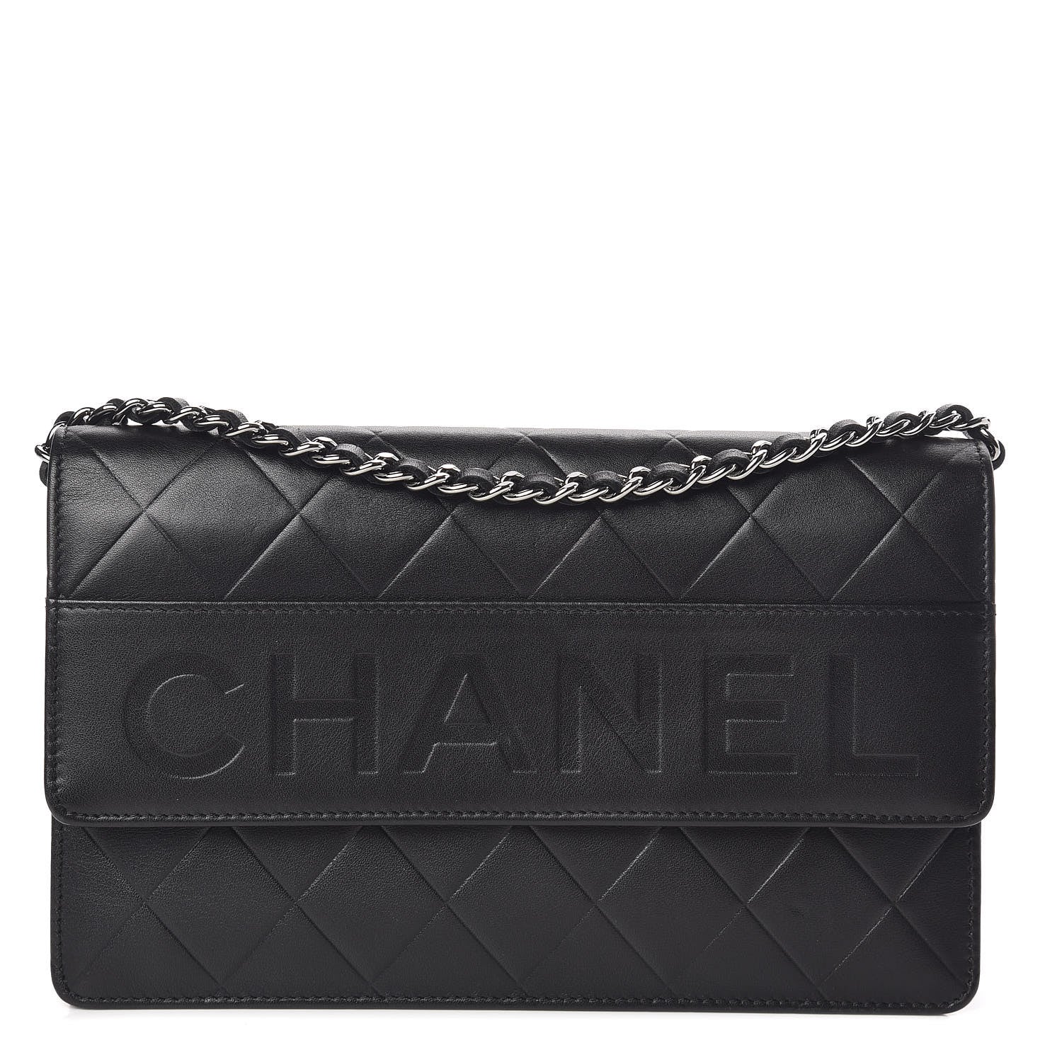 Chanel Lambskin Embossed Lax Wallet On Chain WOC Black 1 of 11