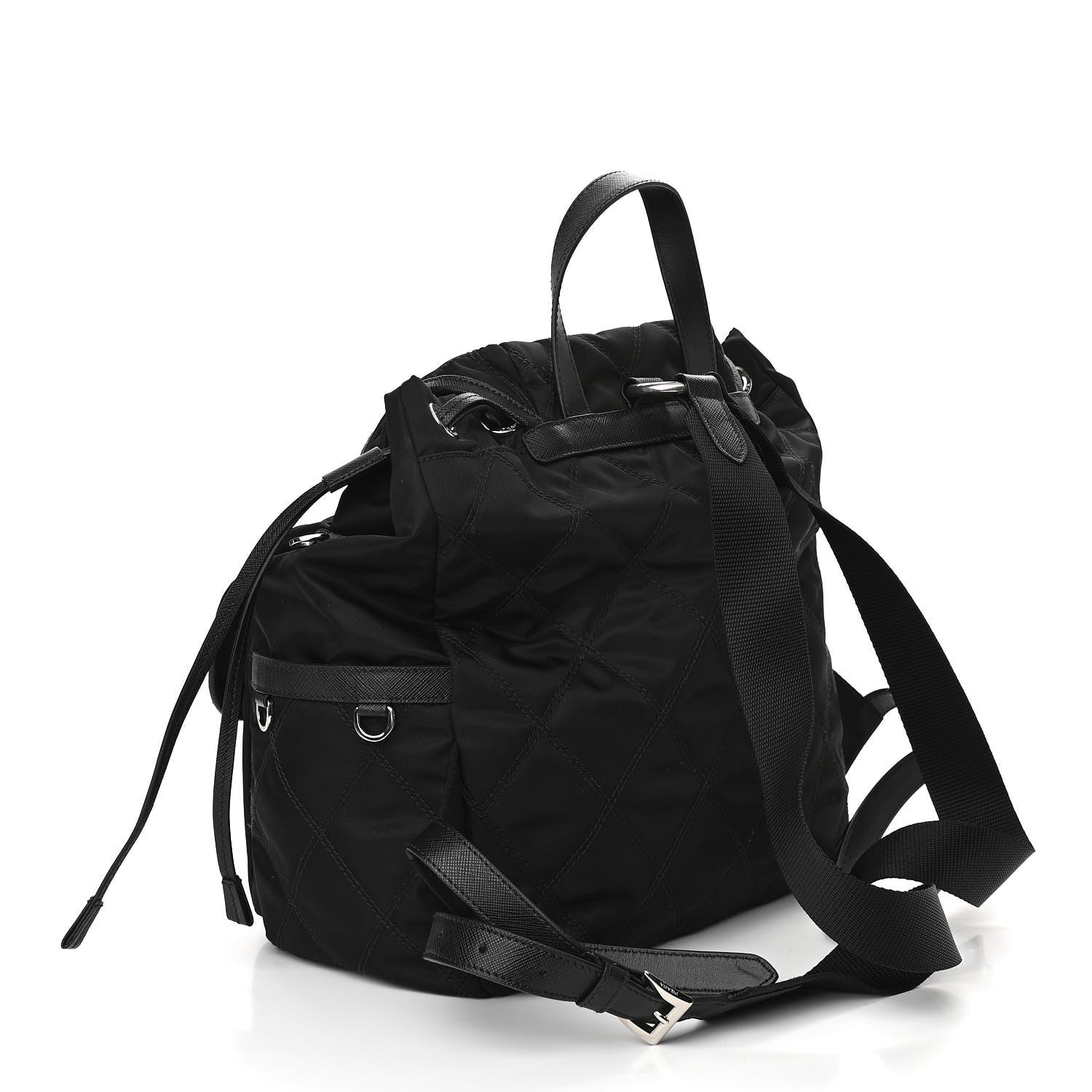 Prada Tessuto Nylon Saffiano Vela Quilted Backpack Black 3 of 9