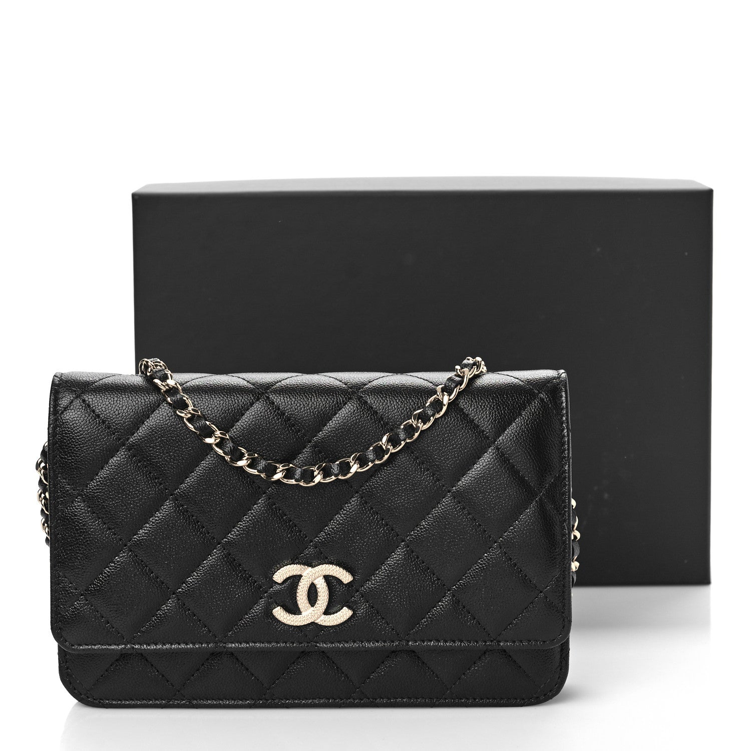 Chanel Caviar Quilted Studded CC Wallet on Chain WOC Black 10 of 10