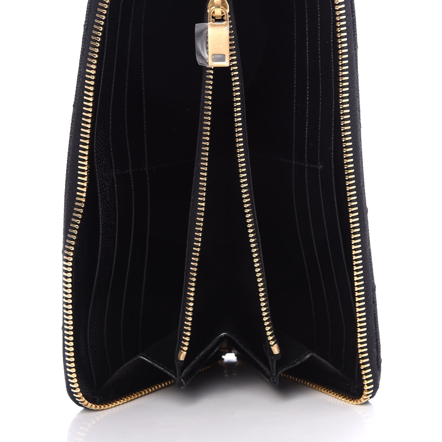 Saint Laurent Grain De Poudre Matelasse Chevron Monogram Zip Around Wallet Black 5 of 7