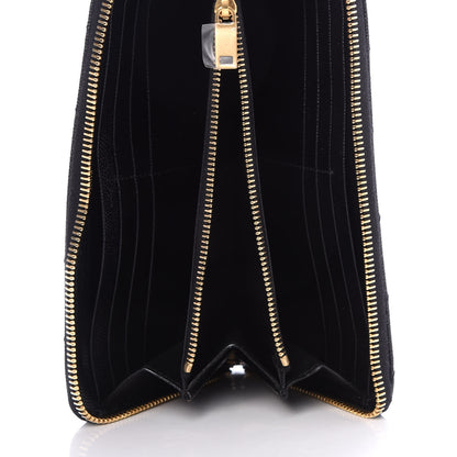 Saint Laurent Grain De Poudre Matelasse Chevron Monogram Zip Around Wallet Black 5 of 7