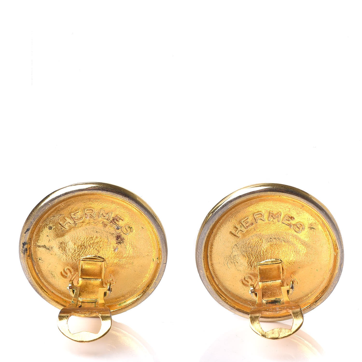 Hermes Gold Plated Clip On Earrings Gold Silver 4 of 8