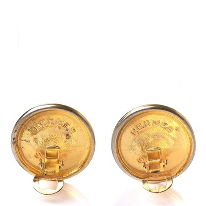 Hermes Gold Plated Clip On Earrings Gold Silver 4 of 8