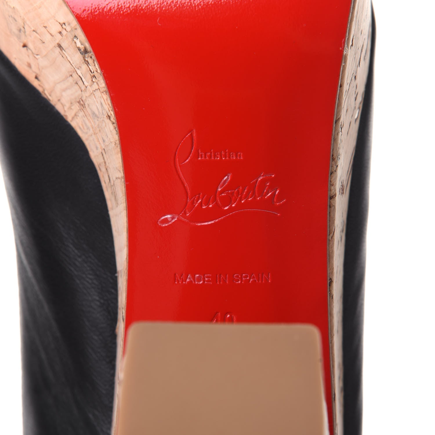 Christian Louboutin Calfskin Cork Dona Anna 120 Wedges 40 Black Natural 8 of 10