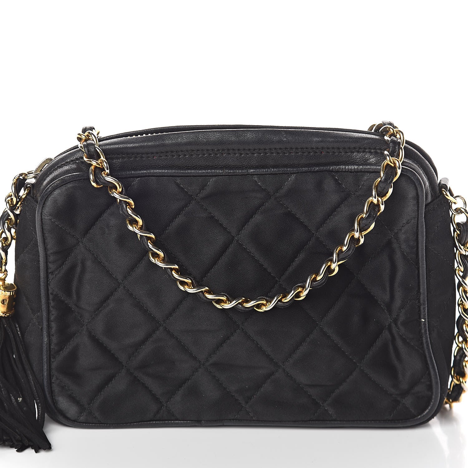 Chanel Lambskin Nylon Quilted Tassel Camera Case Black 8 of 12
