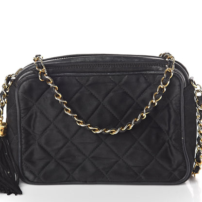 Chanel Lambskin Nylon Quilted Tassel Camera Case Black 8 of 12