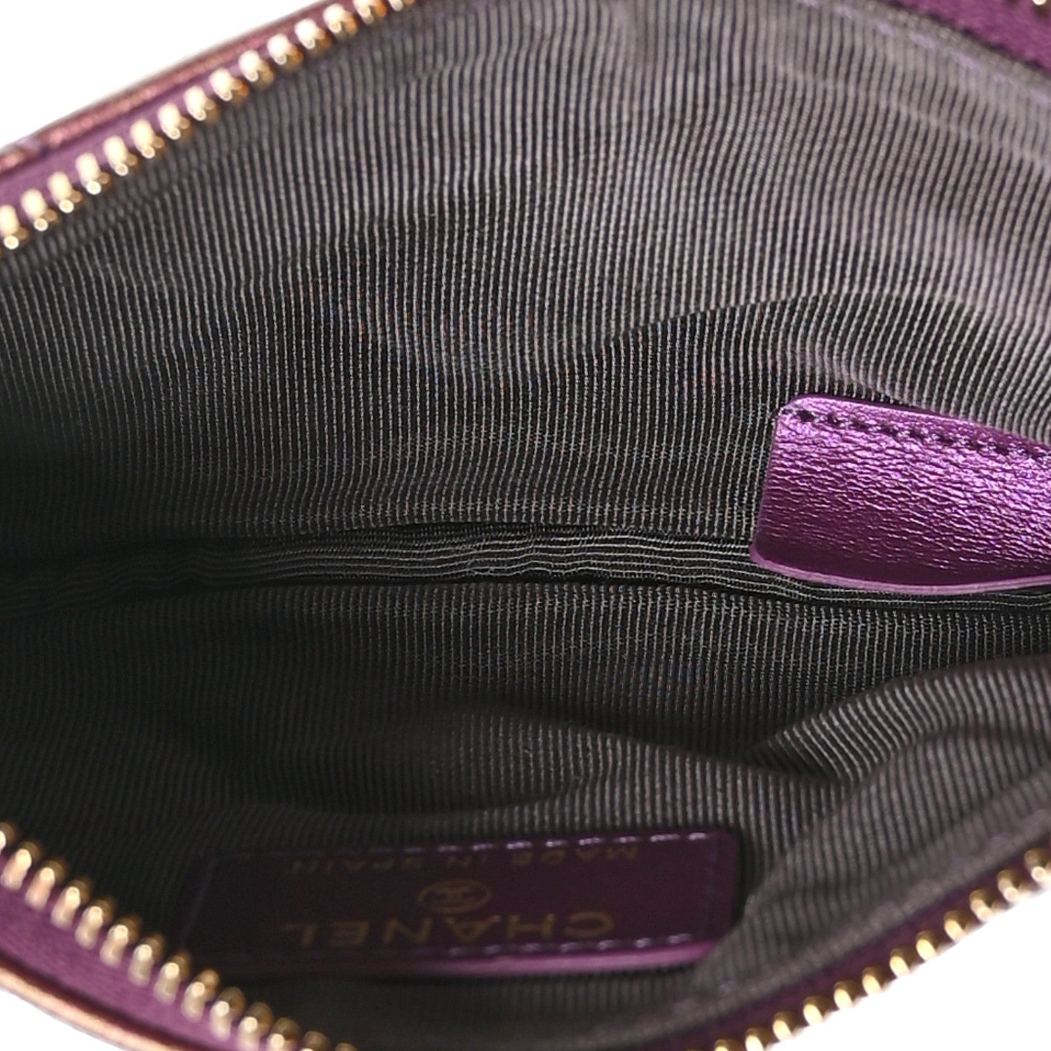 Chanel Iridescent Lambskin Quilted Small Cosmetic Case Purple 5 of 7