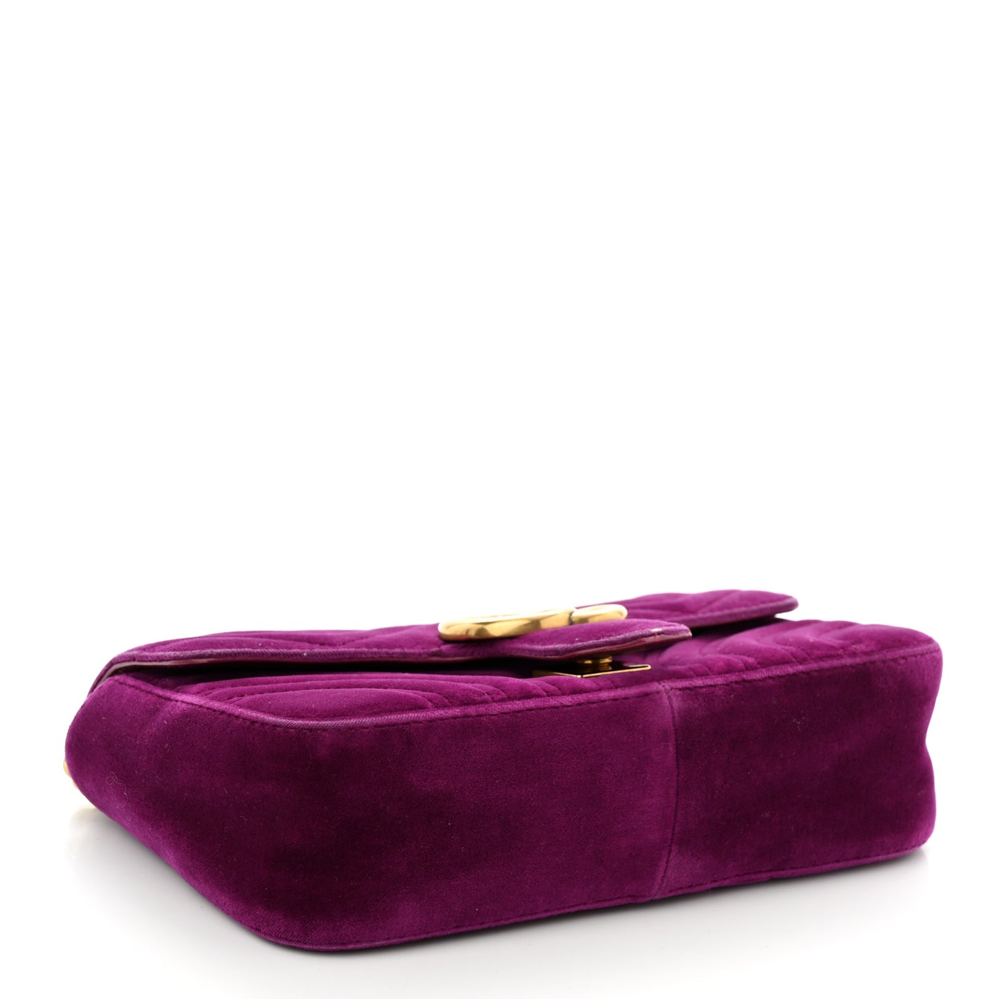 Velvet Matelasse Mini GG Marmont Shoulder Bag Fuchsia Violet Cyclamen