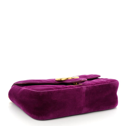 Gucci Velvet Matelasse Mini GG Marmont Shoulder Bag Fuchsia Violet Cyclamen 4 of 12