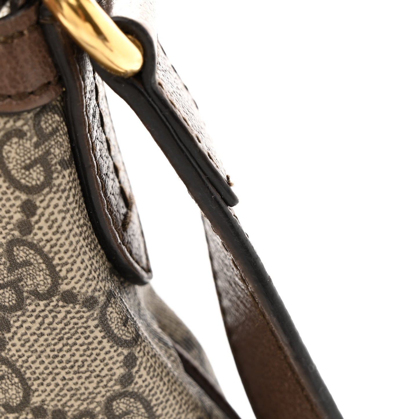 GG Supreme Monogram Web Small Ophidia Half Moon Hobo Brown