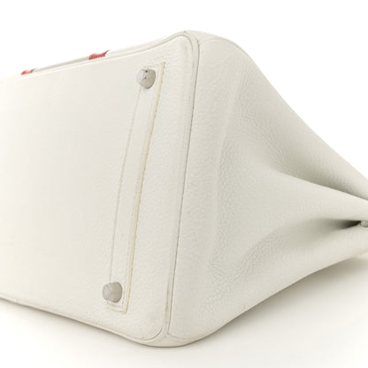 Hermes Taurillon Clemence Lizard Club Birkin 35 Blanc Gris Perle Sanguine 10 of 16