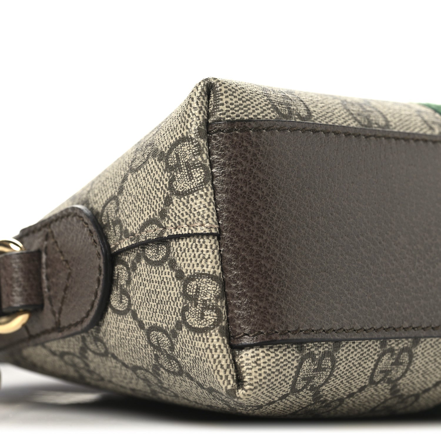 Gucci GG Supreme Monogram Textured Dollar Calfskin Web Small Ophidia Dome Shoulder Bag Beige Ebony New Acero 9 of 12