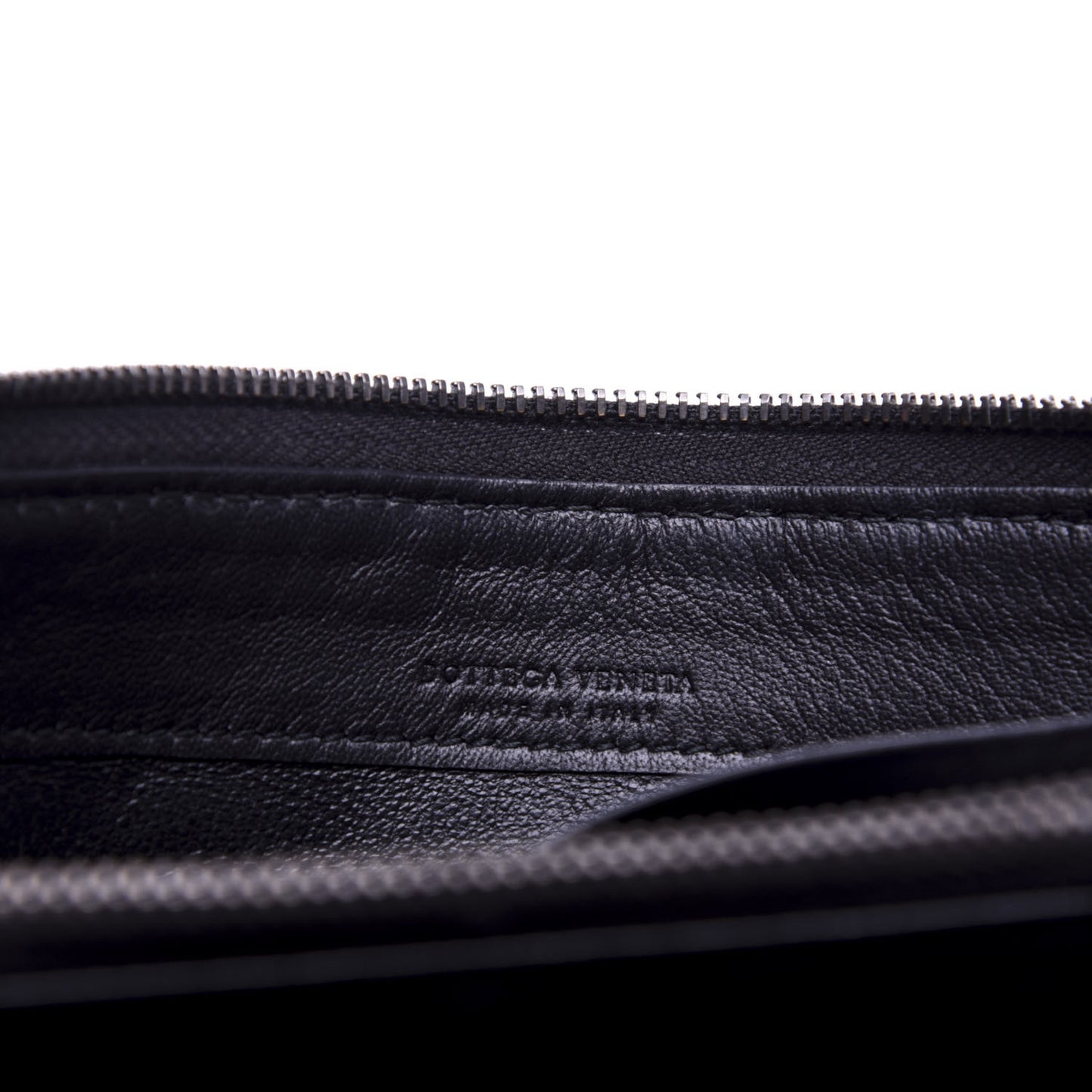 Nappa Intrecciato Zip Around Wallet Black