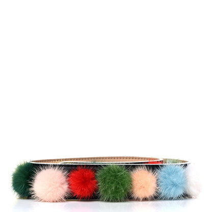 Fendi Vitello Dolce Mink Fur Bi-Color Pom Pom Strap You Black Makeup Multicolor 2 of 10