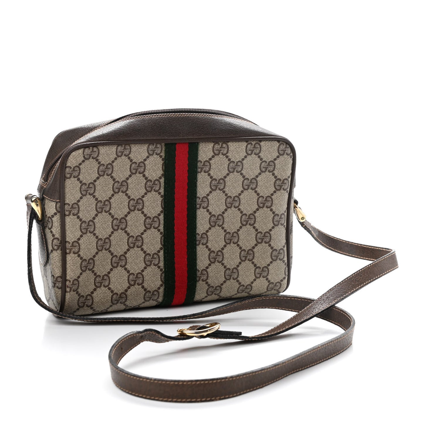 GG Supreme Monogram Web Crossbody Bag Brown