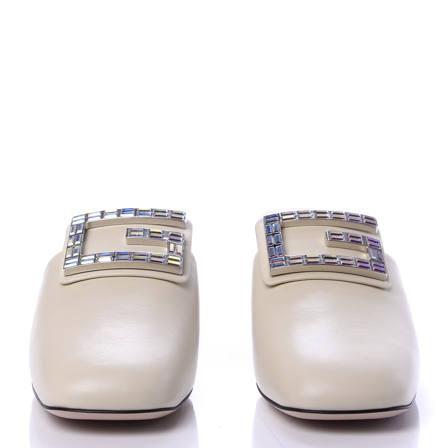 Malaga Kid Crystal Square G Madelyn Mules 41 Vintage White