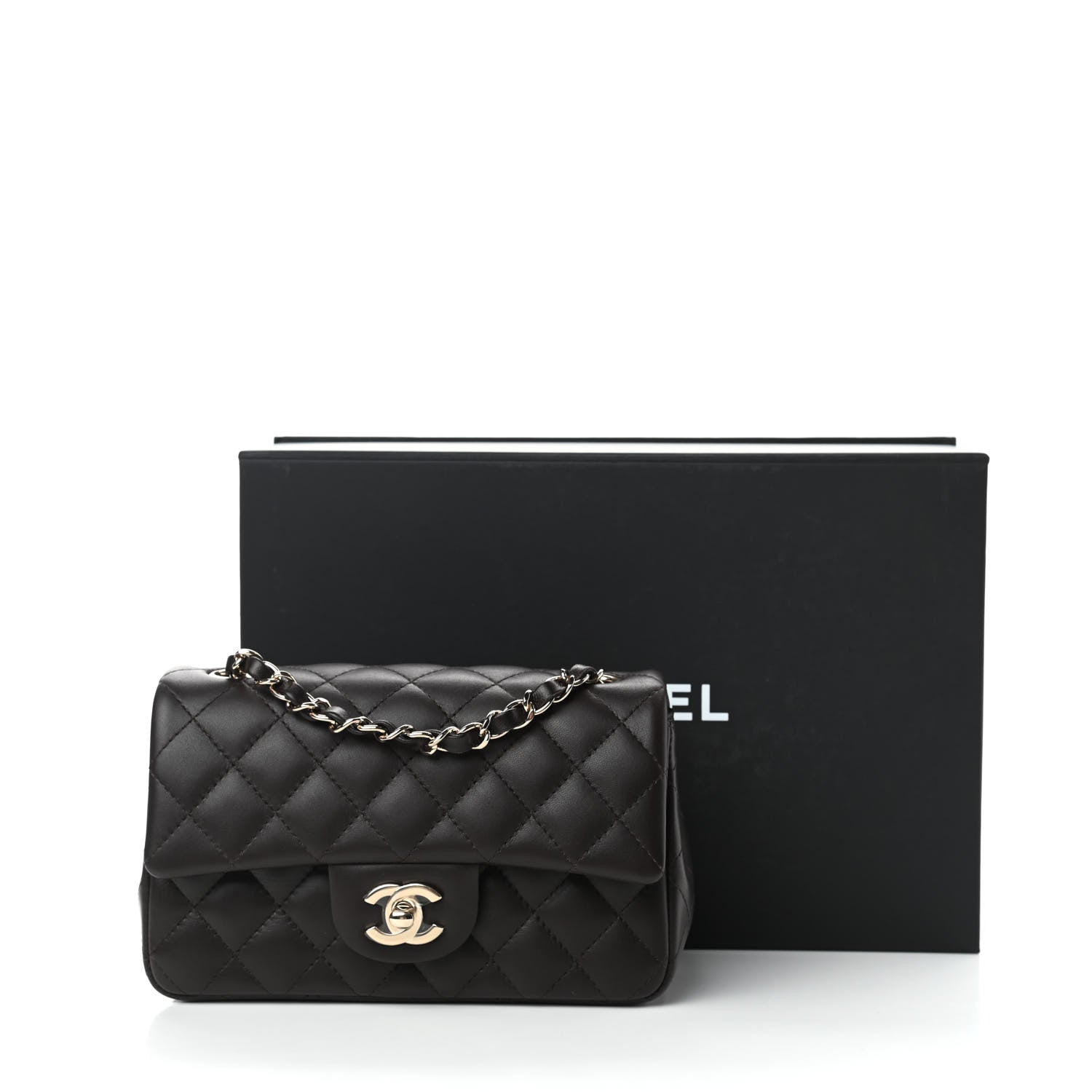 Chanel Lambskin Quilted Mini Rectangular Flap Dark Brown 11 of 11