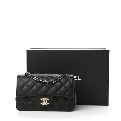 Chanel Lambskin Quilted Mini Rectangular Flap Dark Brown 11 of 11