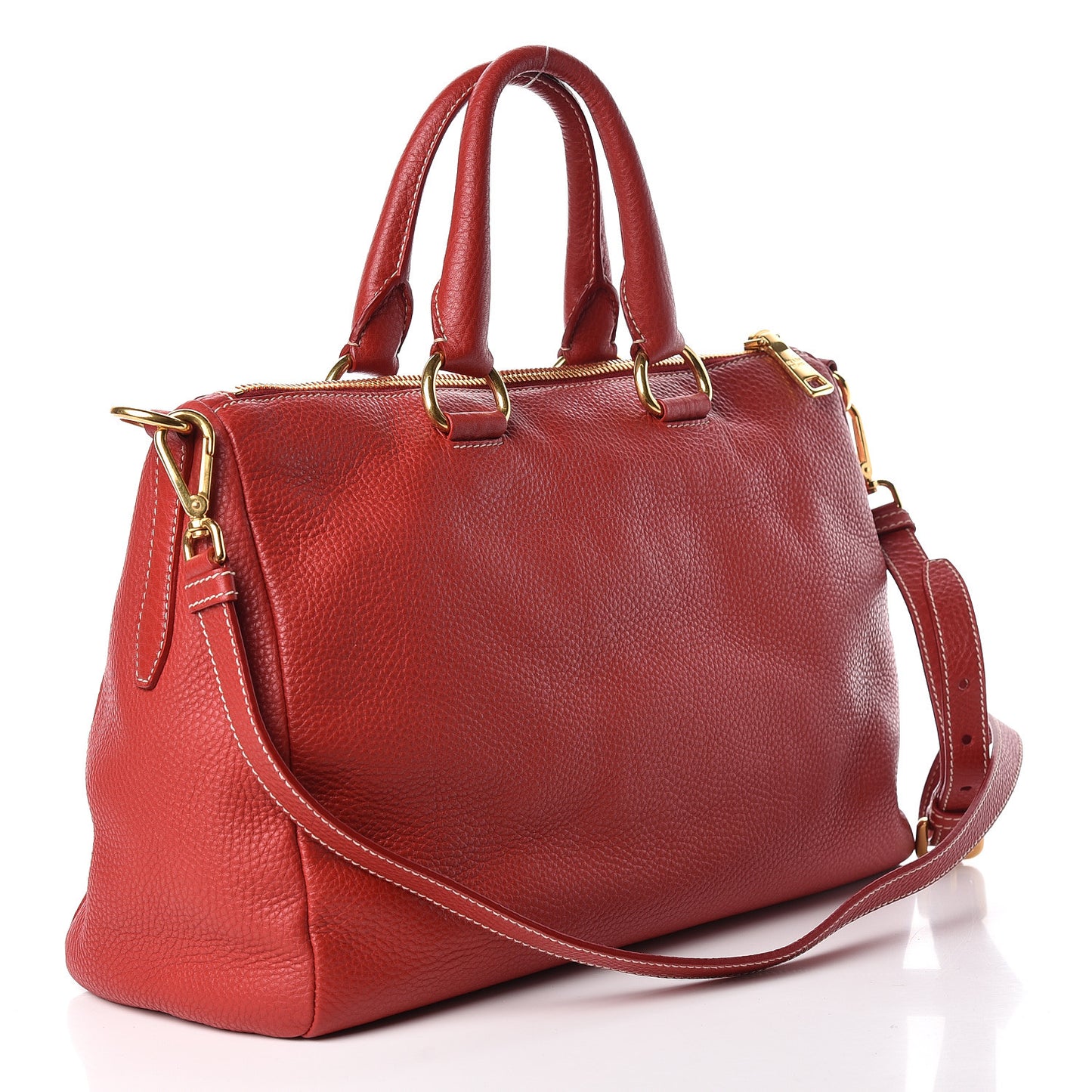 Vitello Daino Top Handle Shoulder Bag Rosso