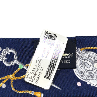 Hermes Silk Les Cles A Pois Twilly Marine Gris Argent 3 of 4