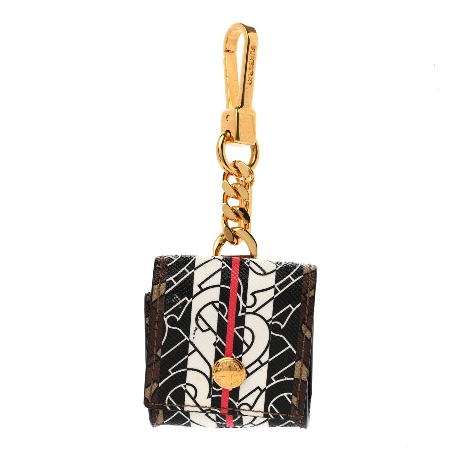 E-Canvas Calfskin Monogram Stripe TB AirPods Pro Case Brown