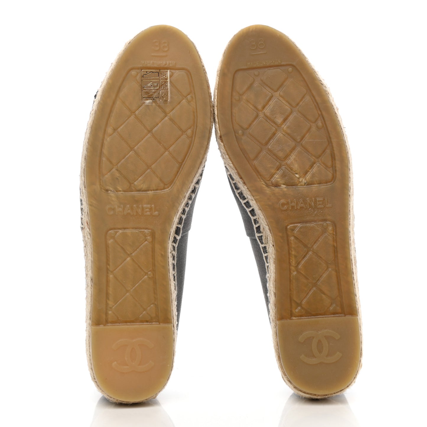 Canvas Grosgrain CC Espadrilles 38 Grey Black