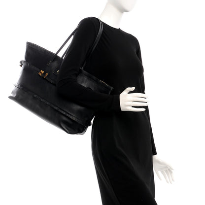 Fendi Calfskin Ruffle Roll Tote Black 2 of 7