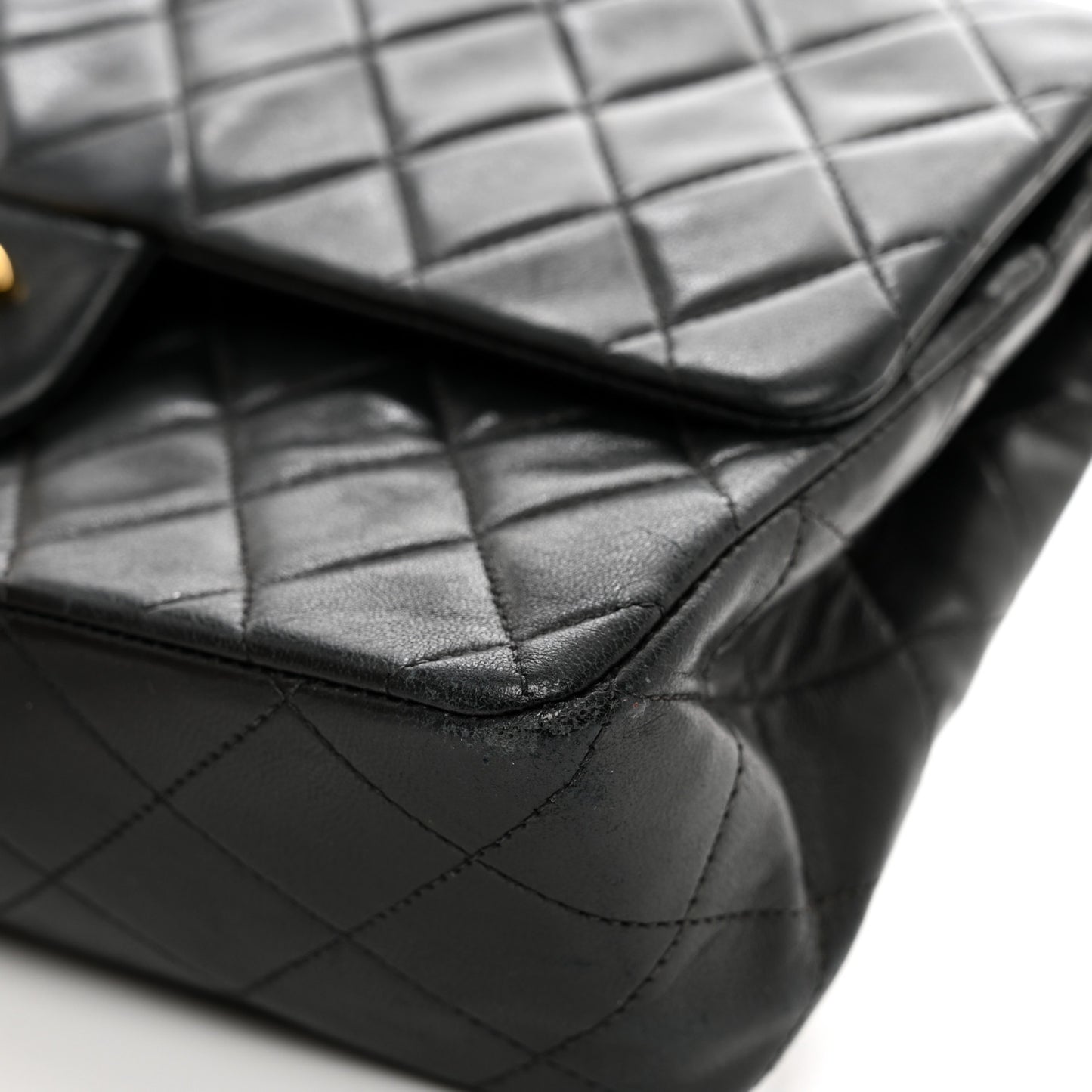 Lambskin Quilted Medium Double Flap Black