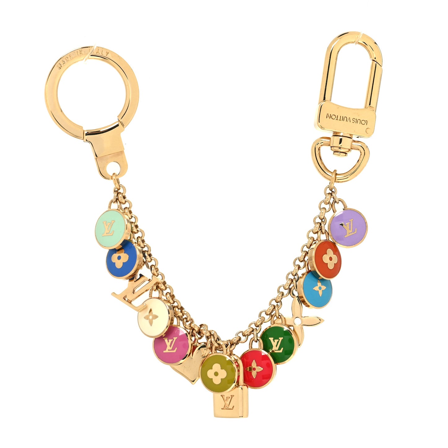 Metal Enamel Pastilles Key Chain Bag Charm Multicolor