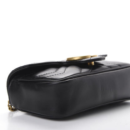 Gucci Calfskin Matelasse Super Mini GG Marmont Shoulder Bag Black 5 of 11