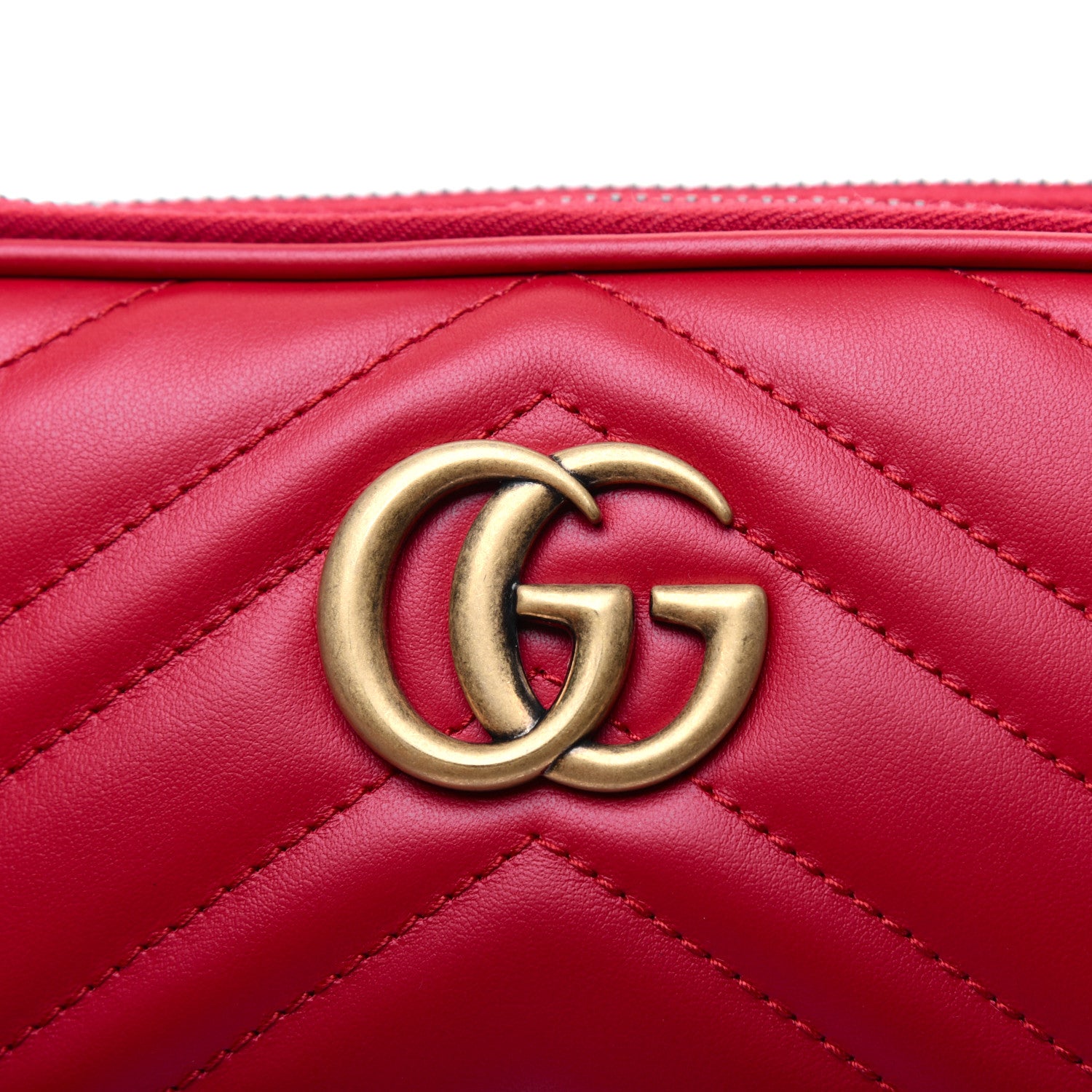 Gucci Calfskin Matelasse Mini GG Marmont Chain Crossbody Bag Hibiscus Red 13 of 16
