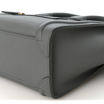 Celine Drummed Calfskin Nano Luggage Kohl 10 of 10