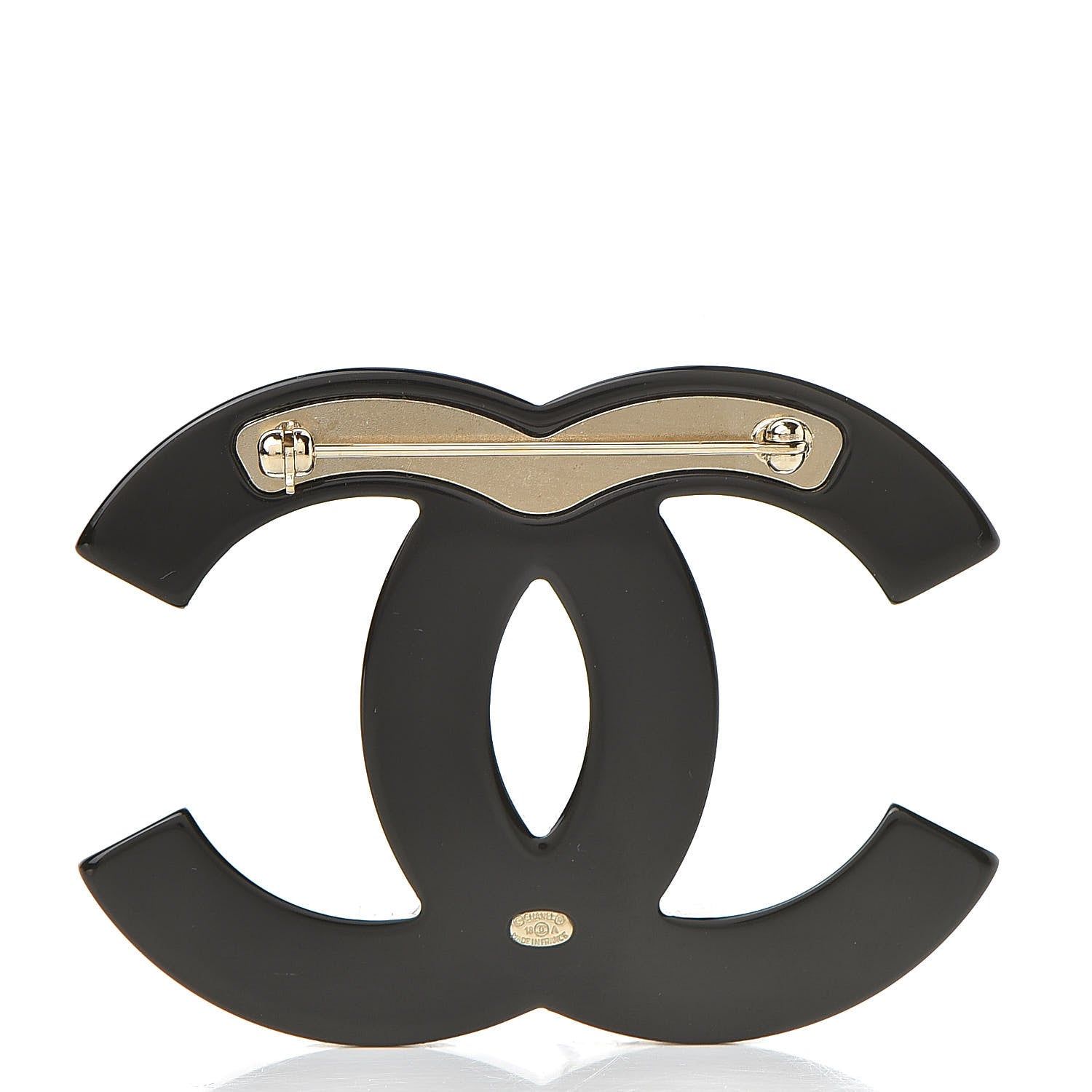 Chanel Crystal Enamel Stripe CC Brooch Gold Blue White 3 of 4