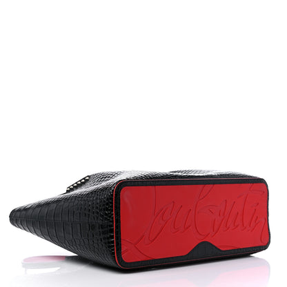 Christian Louboutin Calfskin Crocodile Embossed Spikes Large Cabarock Black 4 of 10