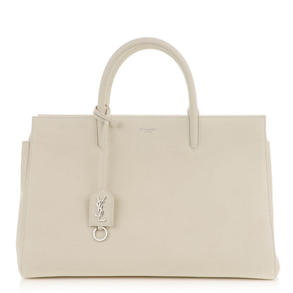 Saint Laurent Grained Calfskin Medium Cabas Rive Gauche Dove White 1 of 8