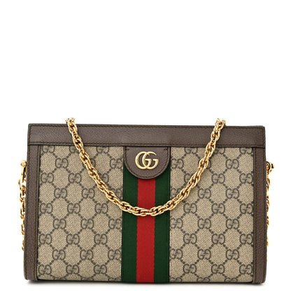 Gucci GG Supreme Monogram Web Small Ophidia Chain Shoulder Bag Brown 1 of 12