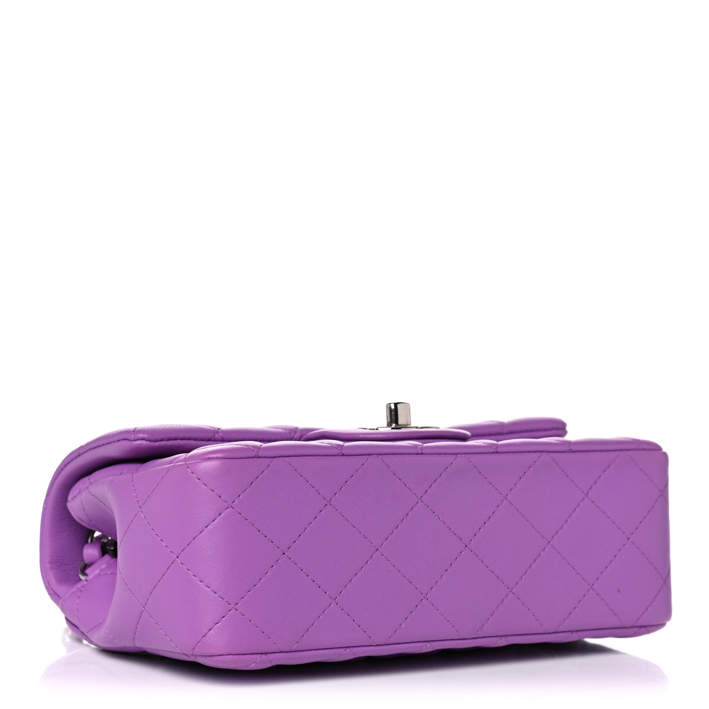 Lambskin Quilted Mini Rectangular Flap Purple