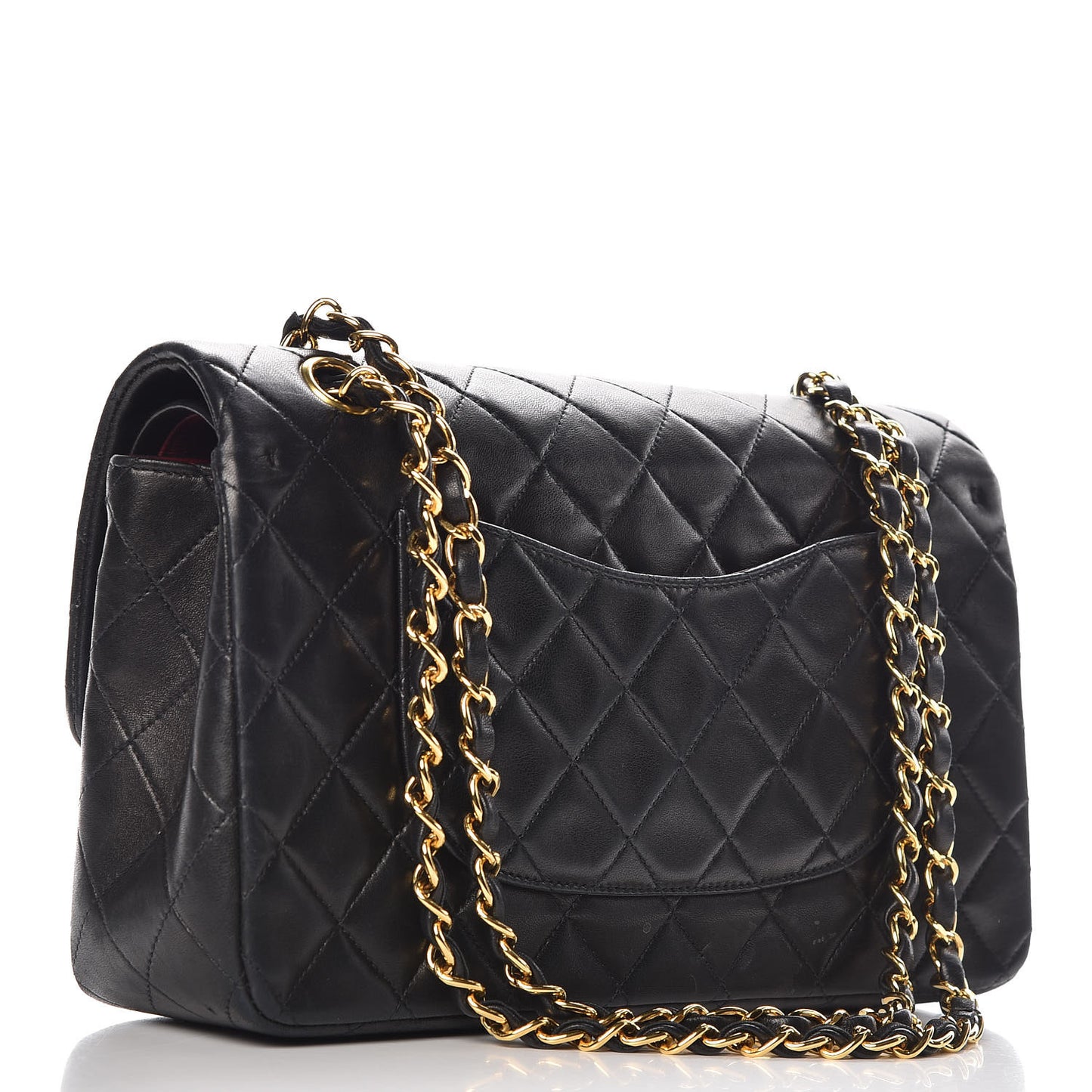 Lambskin Quilted Medium Double Flap Black