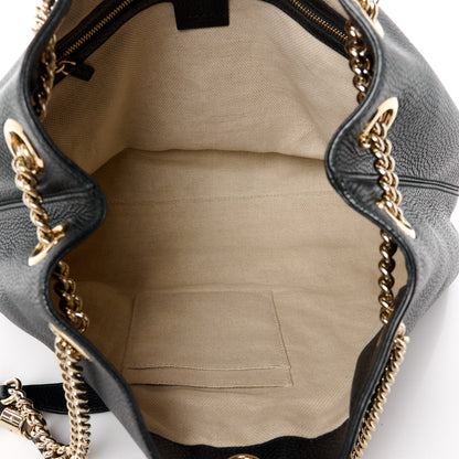 Gucci Pebbled Calfskin Medium Soho Chain Shoulder Bag Black 5 of 14