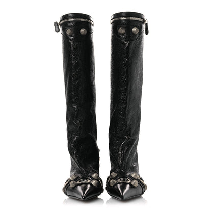 Balenciaga Agneau Arena Spiked Cagole 50mm Wide Boots 36 Black 3 of 11
