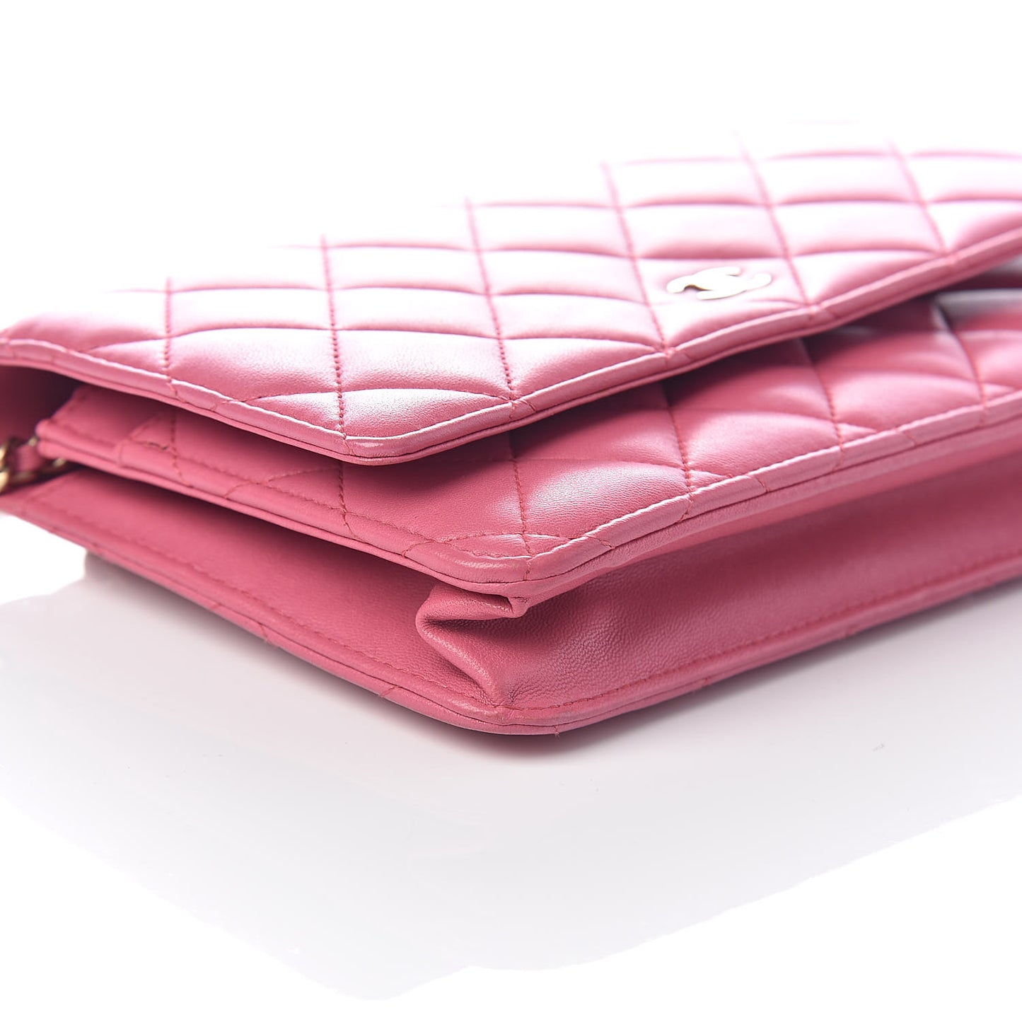 Lambskin Quilted Wallet On Chain WOC Pink